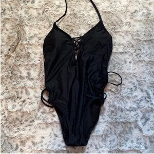 Express black one piece sexy cut out detail swimsuit